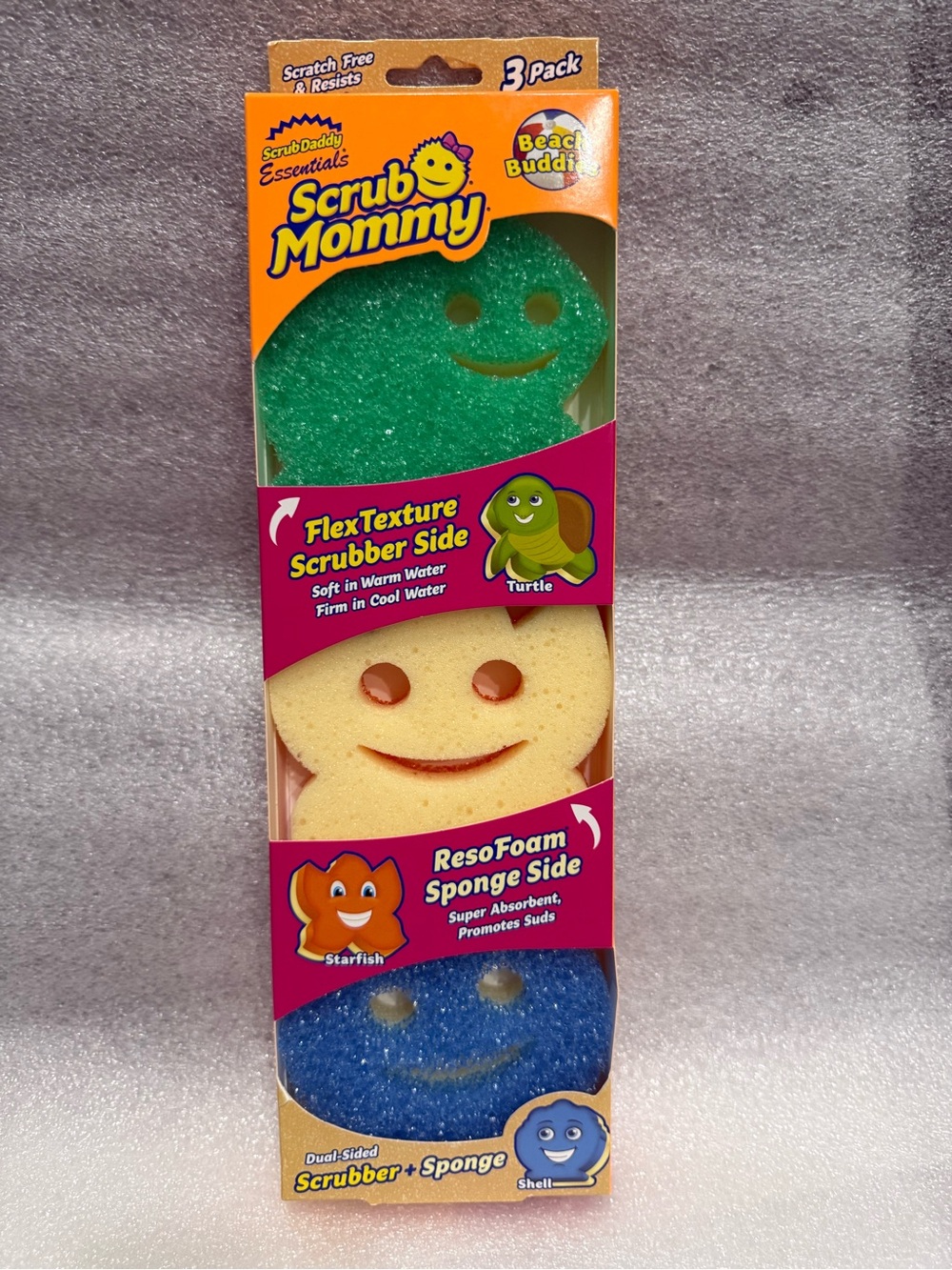 Scrub Mommy 3-Pack Smiley Face Sponges - Green, Yellow, Blue